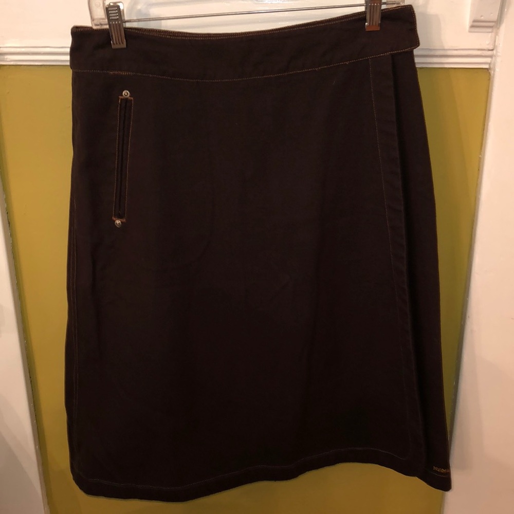 Kavu Wrap Skirt Chocolate Brown / Copper Stitching